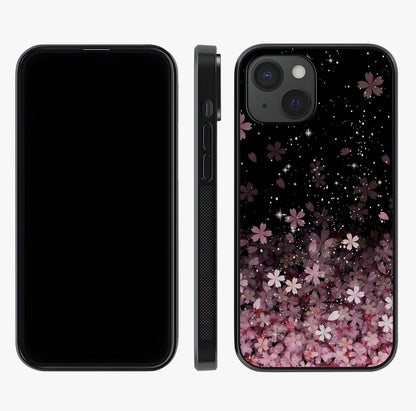 Small Starry Flowers Glass Case displayed upright for full design visibility and premium finish.