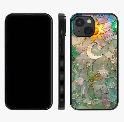 Stained Sunrise Glow Glass Case displayed upright for full design visibility and premium finish.