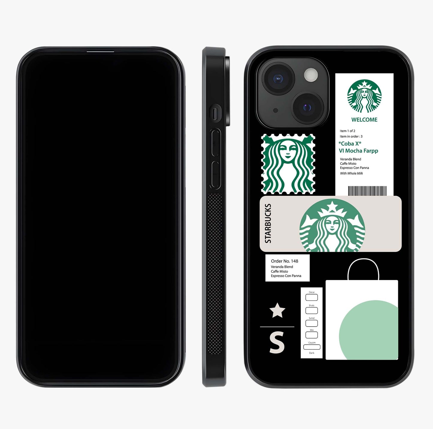 Starbucks Mocha Glass Case displayed upright for full design visibility and premium finish.