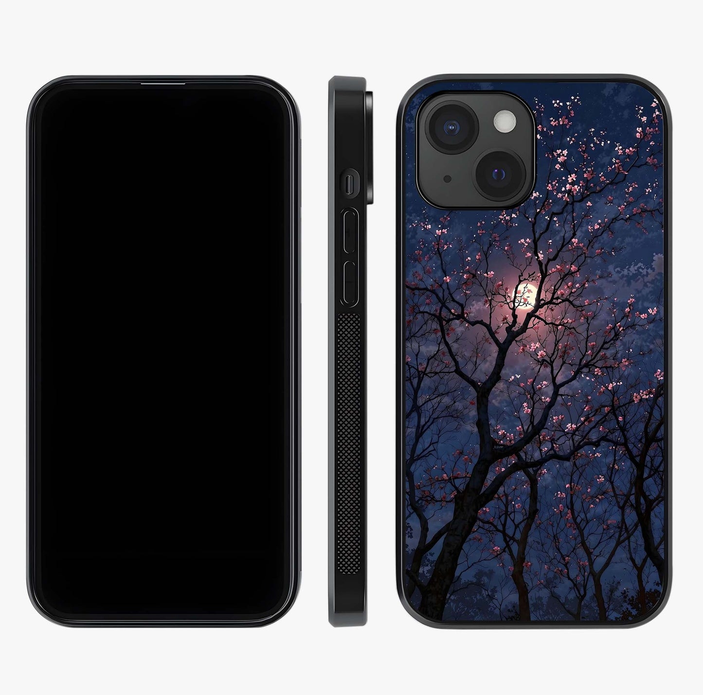 Twilight Sakura Serenade Glass Case displayed upright for full design visibility and premium finish.