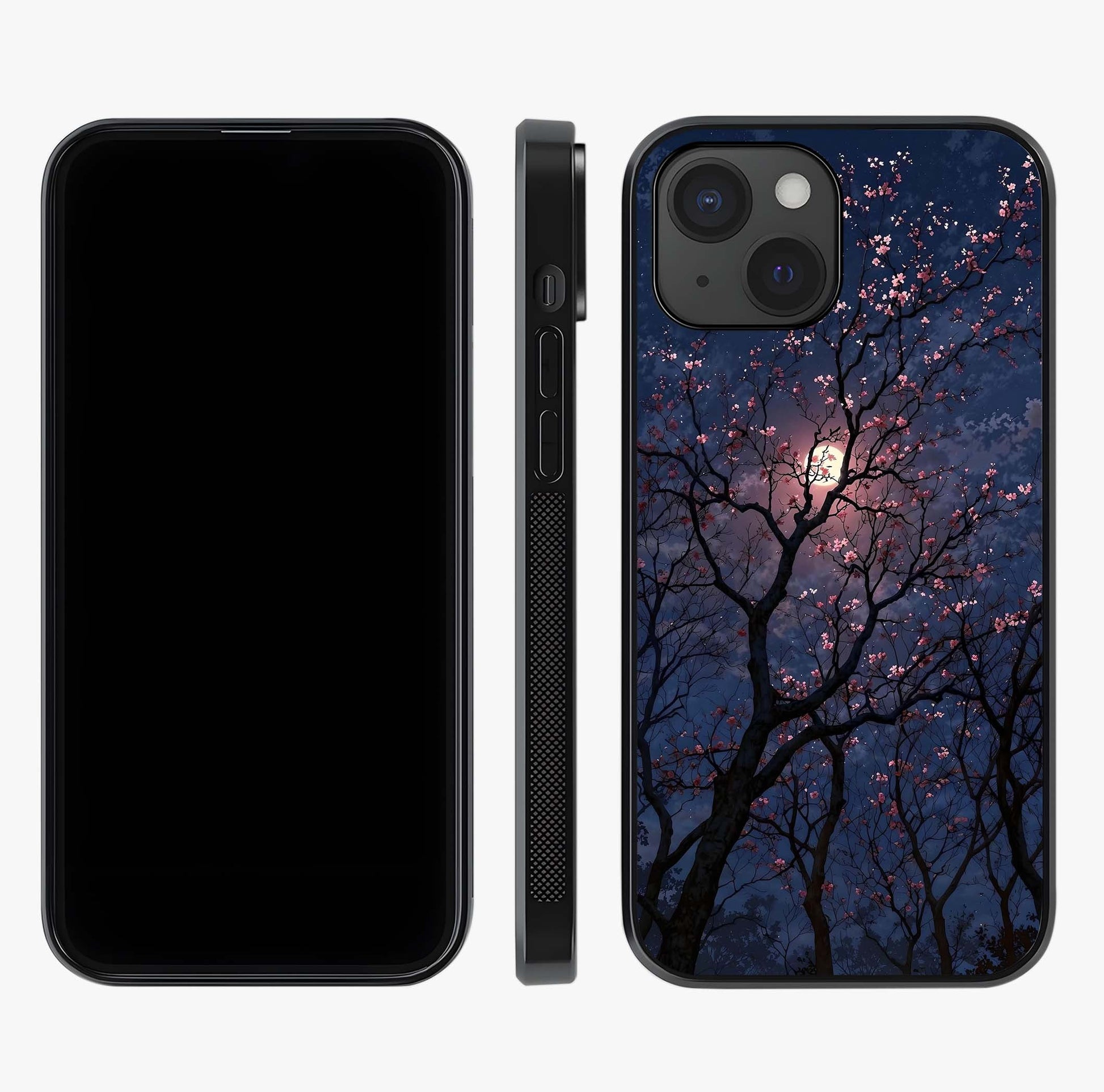 Twilight Sakura Serenade Glass Case displayed upright for full design visibility and premium finish.