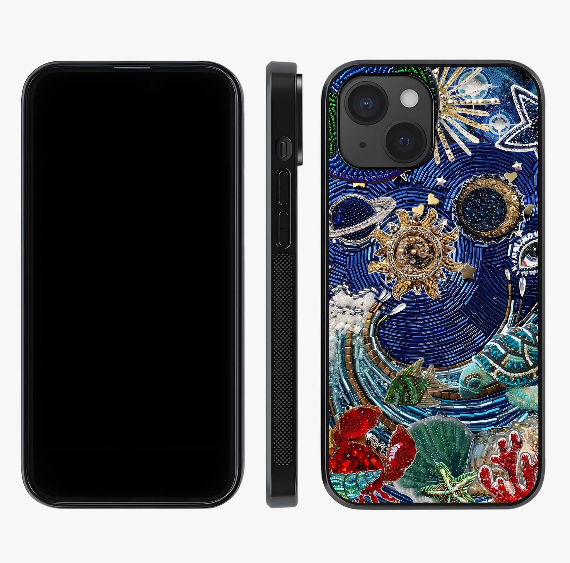 Universe Underwater Spark Glass Case displayed upright for full design visibility and premium finish.