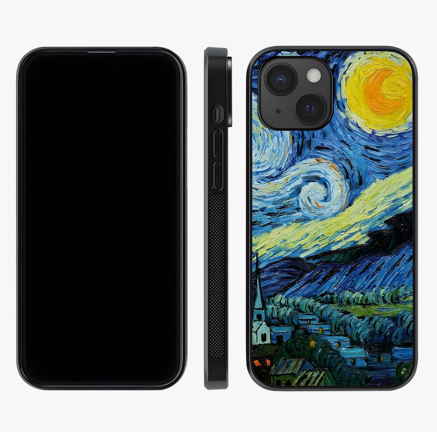 Van Gogh Art Glass Case displayed upright for full design visibility and premium finish.