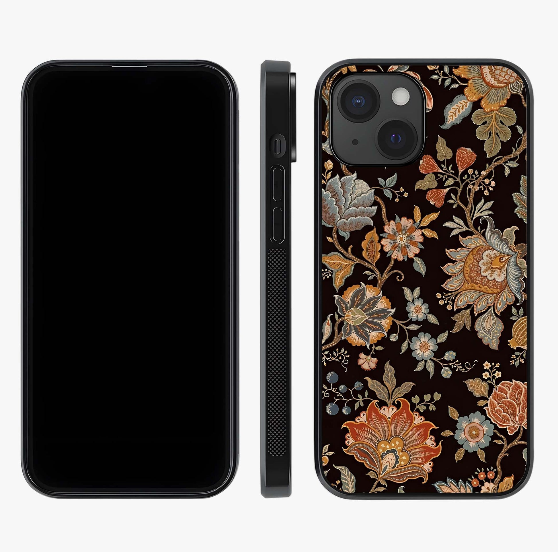 Vintage Floral Dream Glass Case displayed upright for full design visibility and premium finish.