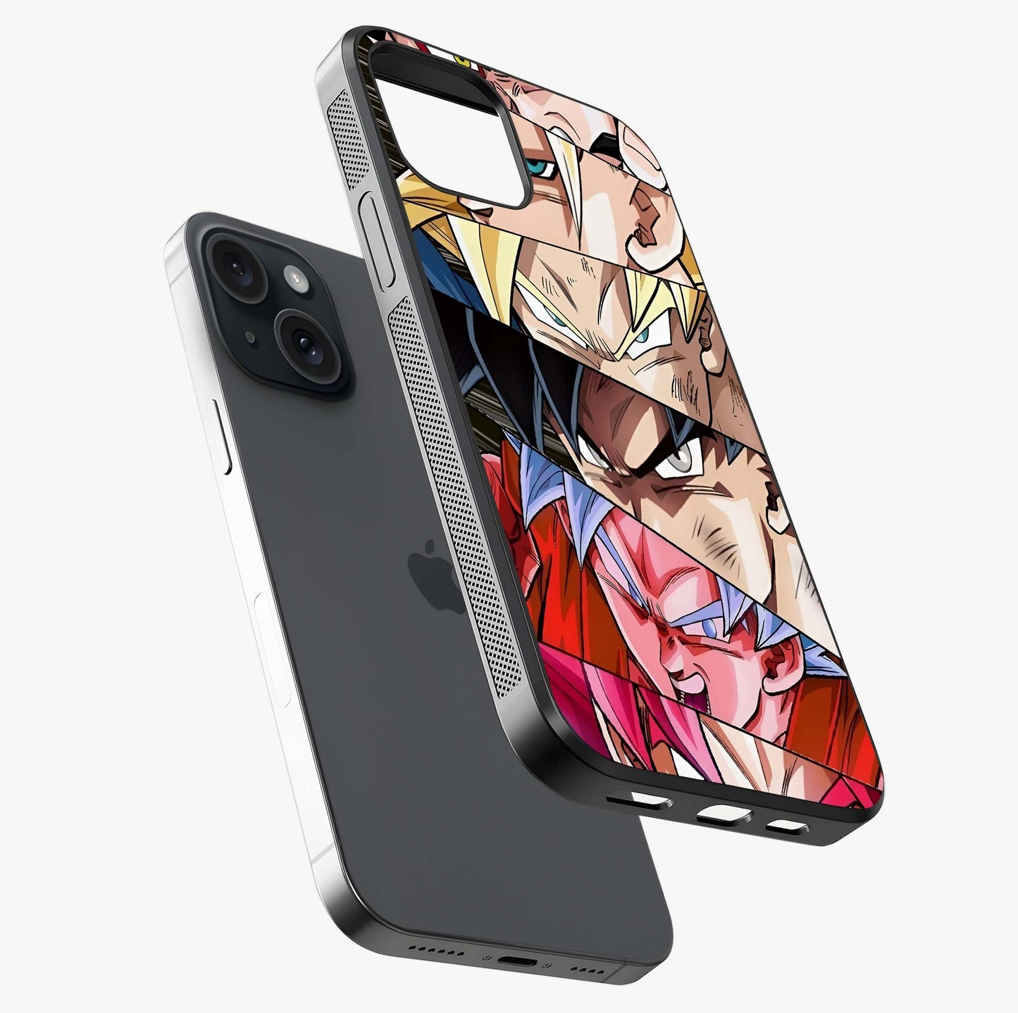 Anime Character Glass Case laid diagonally highlighting side profile, edges and glossy glass shine.