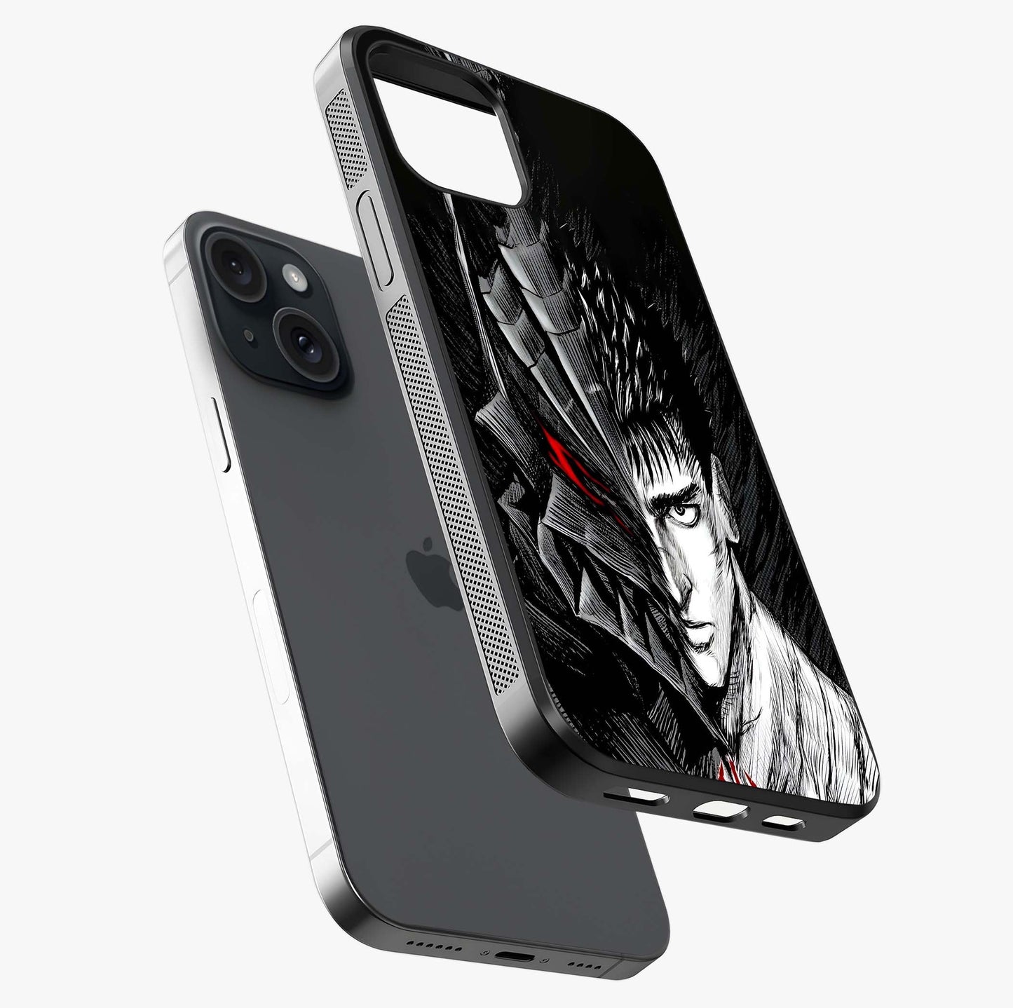 Berserker Blood Oath Glass Case laid diagonally highlighting side profile, edges and glossy glass shine.
