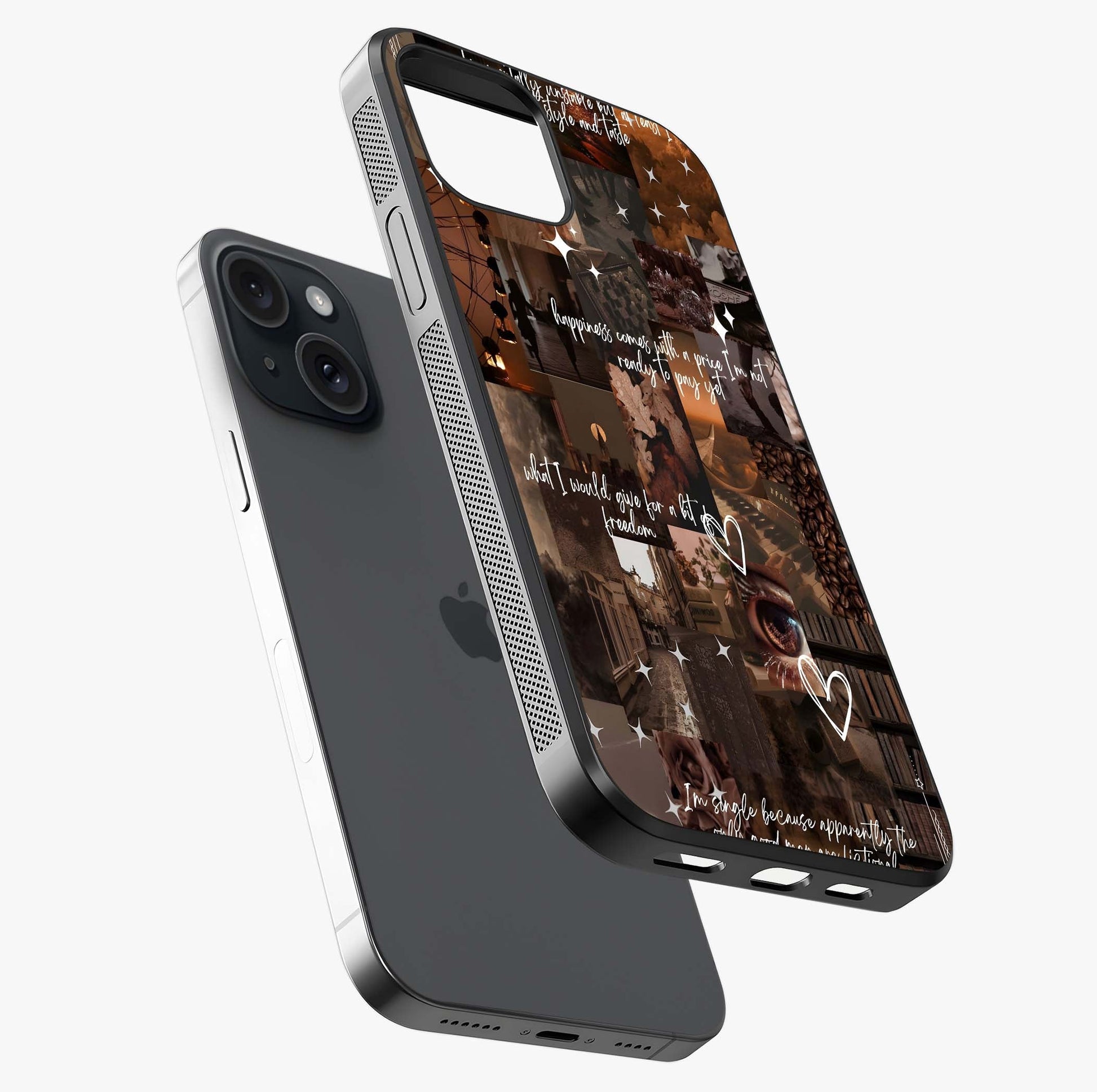 Bittersweet Aesthetic Chaos Glass Case laid diagonally highlighting side profile, edges and glossy glass shine.
