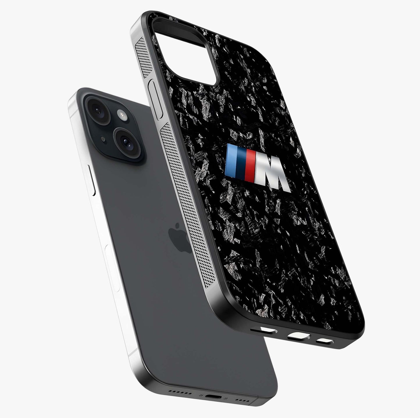 Carbon Speed Mark Glass Case laid diagonally highlighting side profile, edges and glossy glass shine.