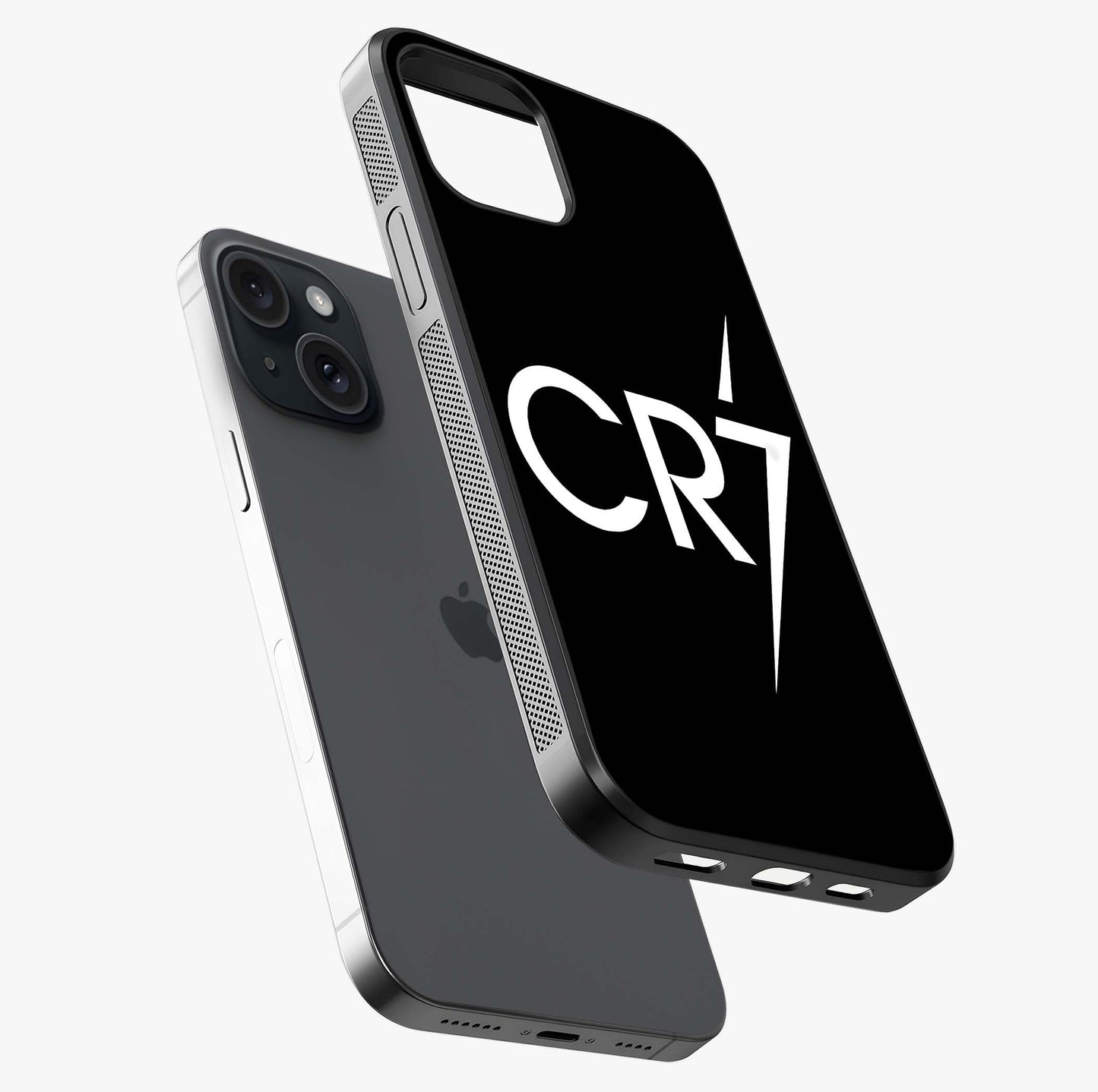 Cr7 Elite Strike Glass Case laid diagonally highlighting side profile, edges and glossy glass shine.
