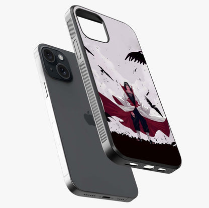 Crimson Crow Ascension Glass Case laid diagonally highlighting side profile, edges and glossy glass shine.