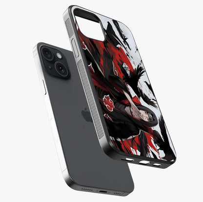 Crimson Crow Illusion Glass Case laid diagonally highlighting side profile, edges and glossy glass shine.