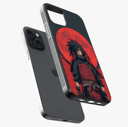 Crimson Moon Warlord Glass Case laid diagonally highlighting side profile, edges and glossy glass shine.
