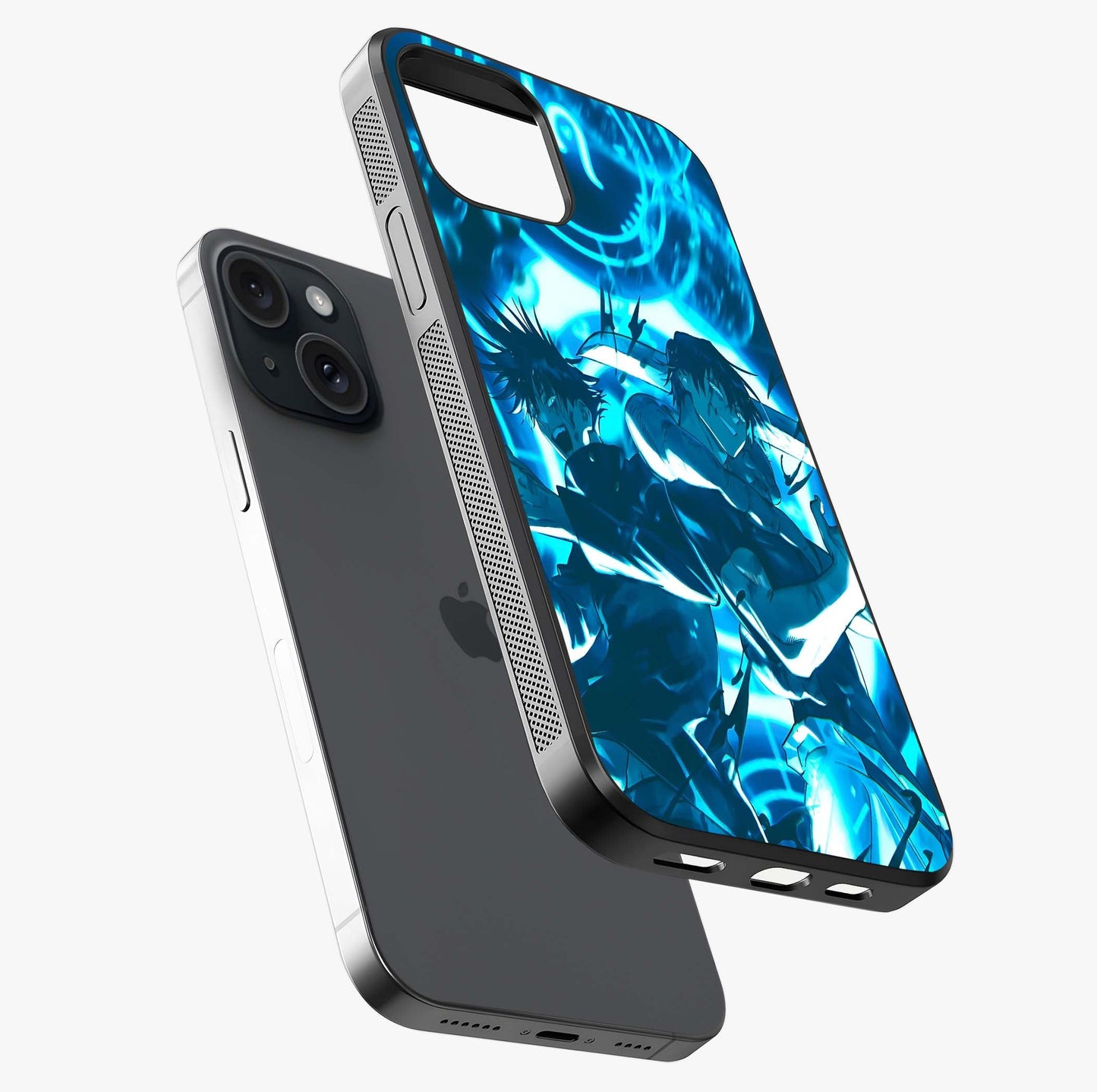 Cursed Energy Clash Glass Case laid diagonally highlighting side profile, edges and glossy glass shine.