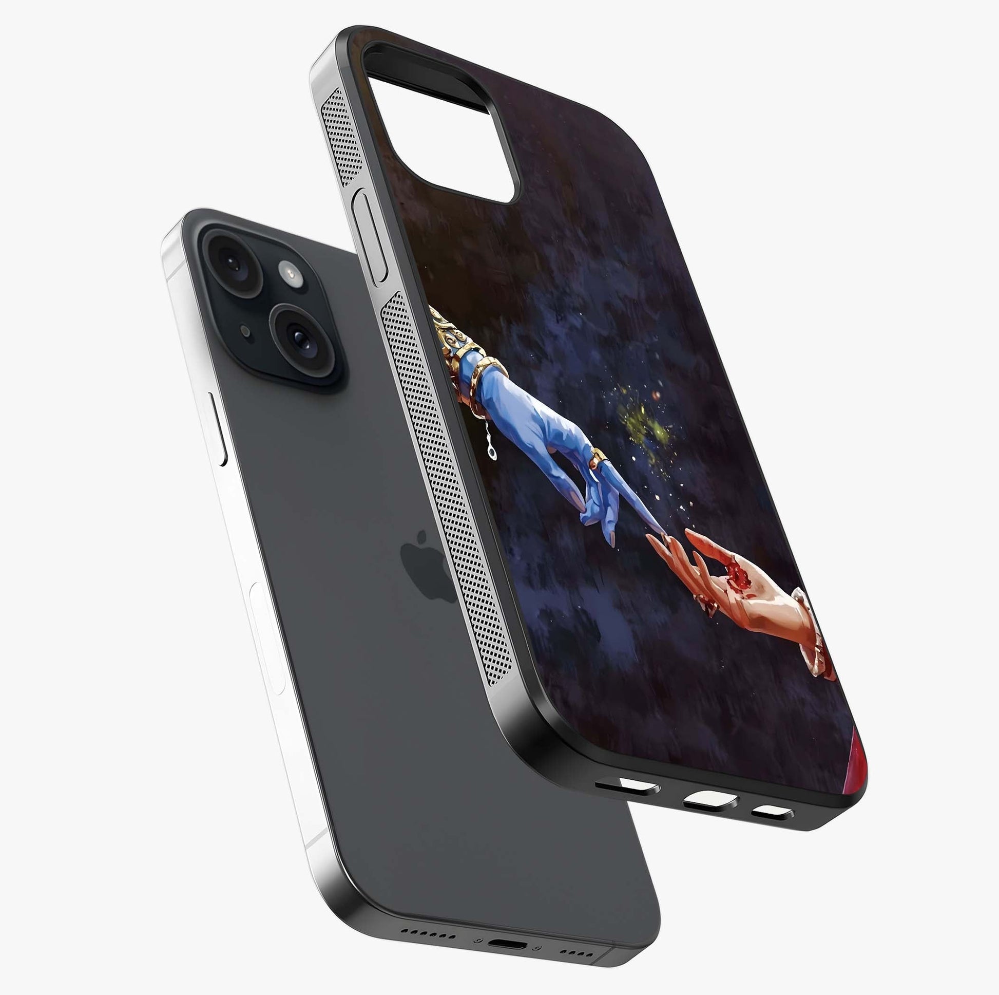 Divine Touch Eternal Glass Case laid diagonally highlighting side profile, edges and glossy glass shine.