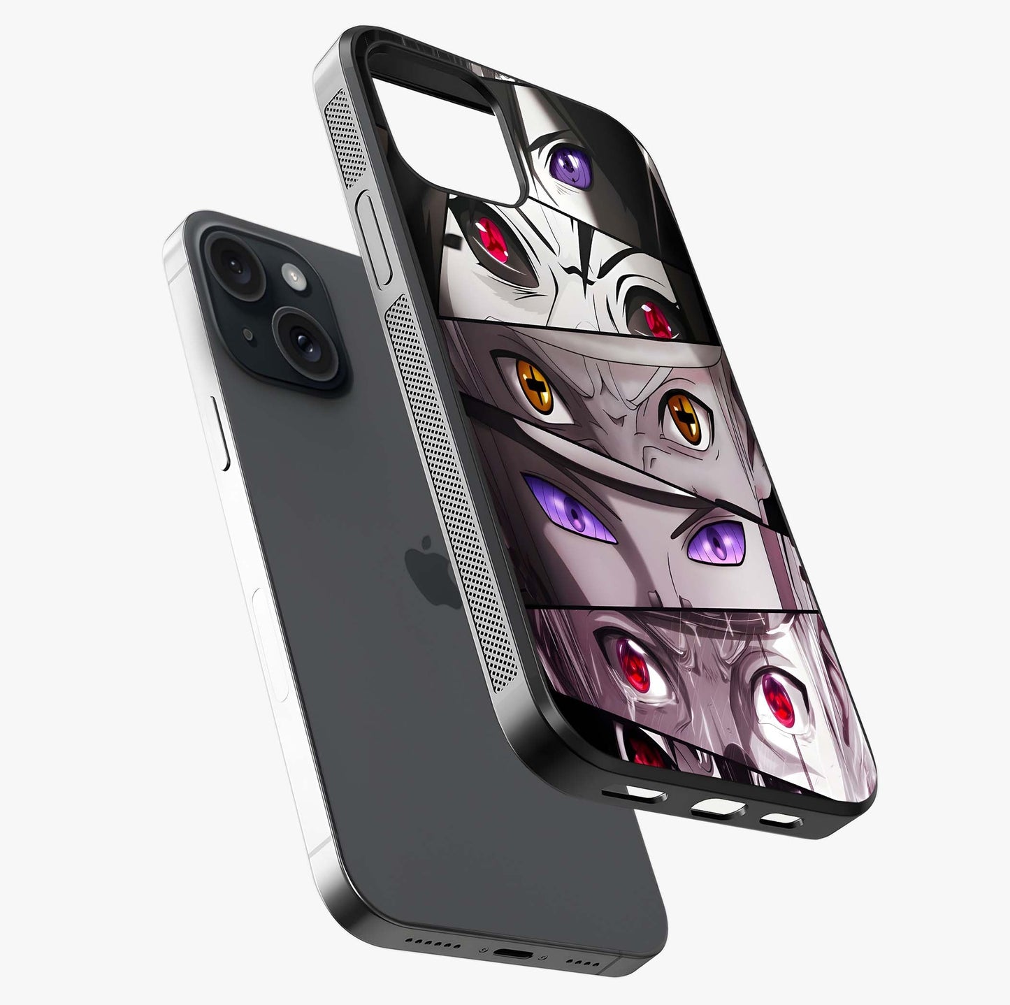Eyes Of Destiny Glass Case laid diagonally highlighting side profile, edges and glossy glass shine.