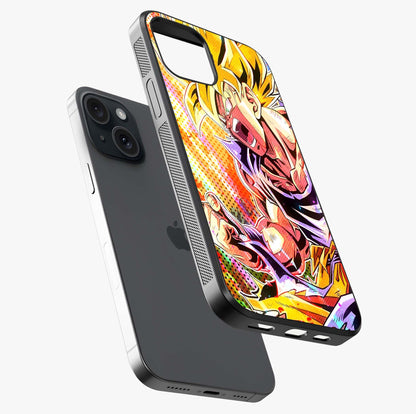 Firing Goku Glass Case laid diagonally highlighting side profile, edges and glossy glass shine.