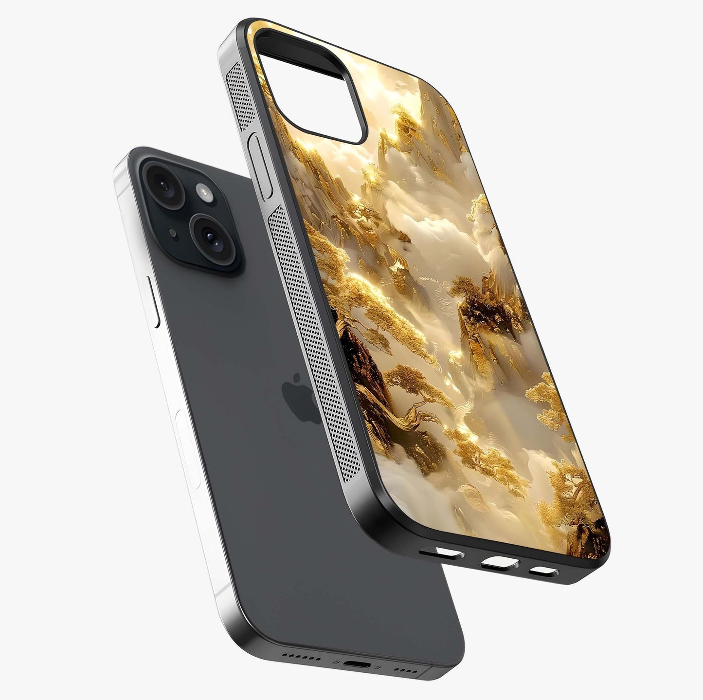 Gates Of Illumination Glass Case laid diagonally highlighting side profile, edges and glossy glass shine.