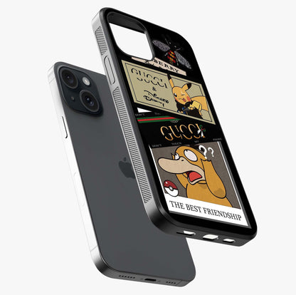 Gucci Play Mashup Glass Case laid diagonally highlighting side profile, edges and glossy glass shine.
