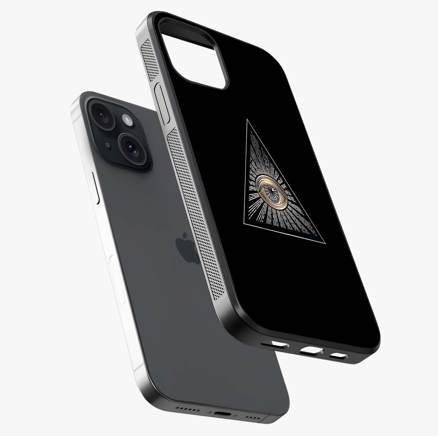 Illuminati Evil Glass Case laid diagonally highlighting side profile, edges and glossy glass shine.