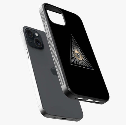 Illuminati Evil Glass Case laid diagonally highlighting side profile, edges and glossy glass shine.