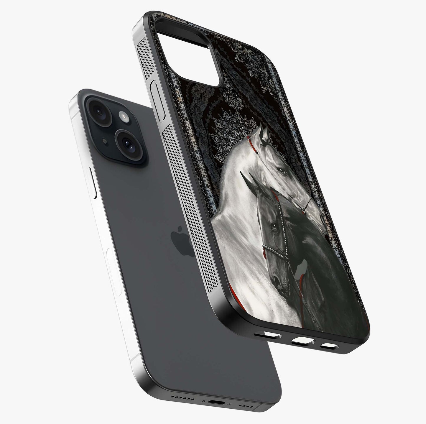 Majestic Ride Legacy Glass Case laid diagonally highlighting side profile, edges and glossy glass shine.