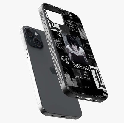Midnight Chaos Mind Glass Case laid diagonally highlighting side profile, edges and glossy glass shine.