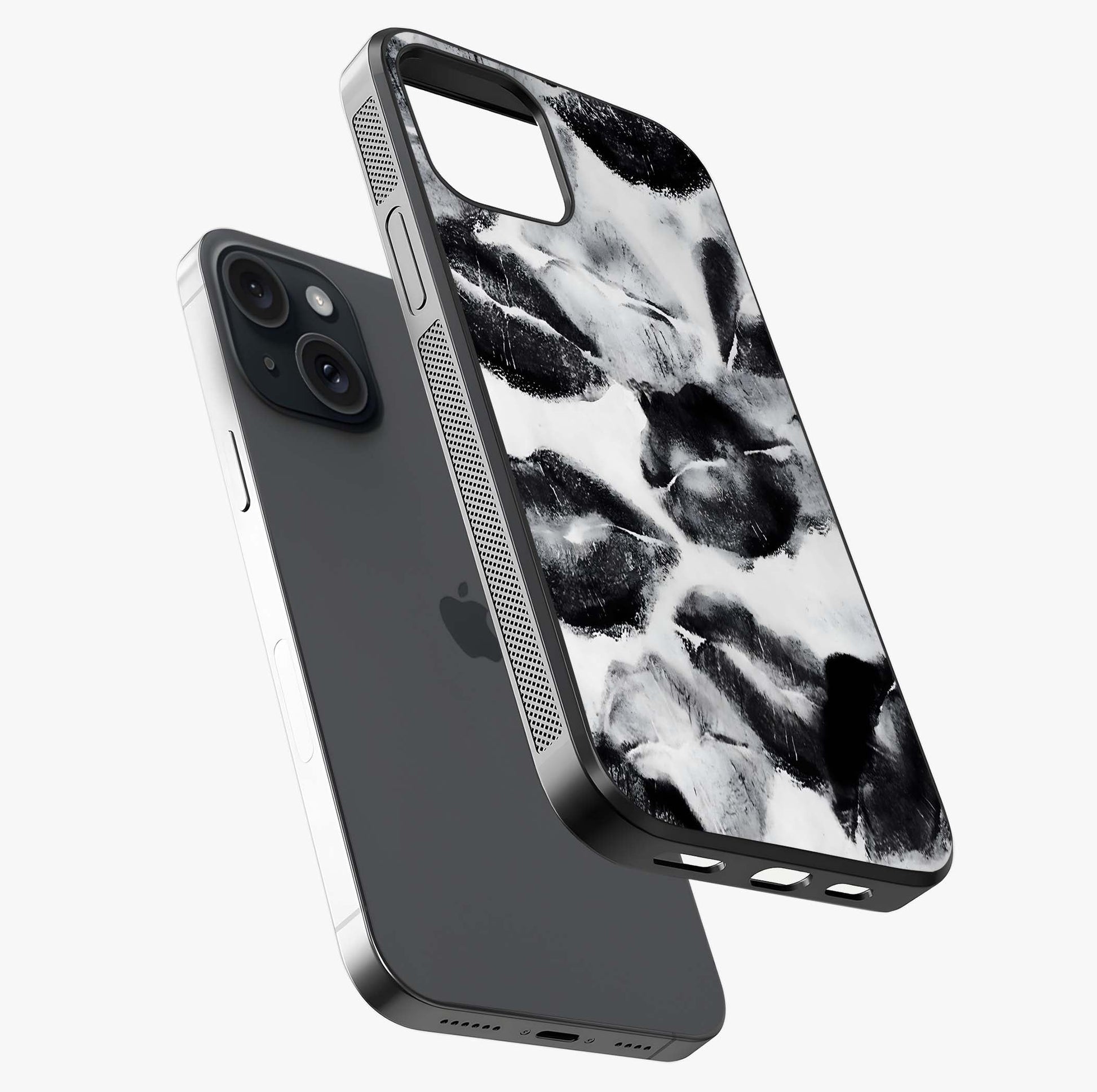 Midnight Kiss Marks Glass Case laid diagonally highlighting side profile, edges and glossy glass shine.