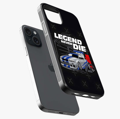 Midnight Racing Legacy Glass Case laid diagonally highlighting side profile, edges and glossy glass shine.