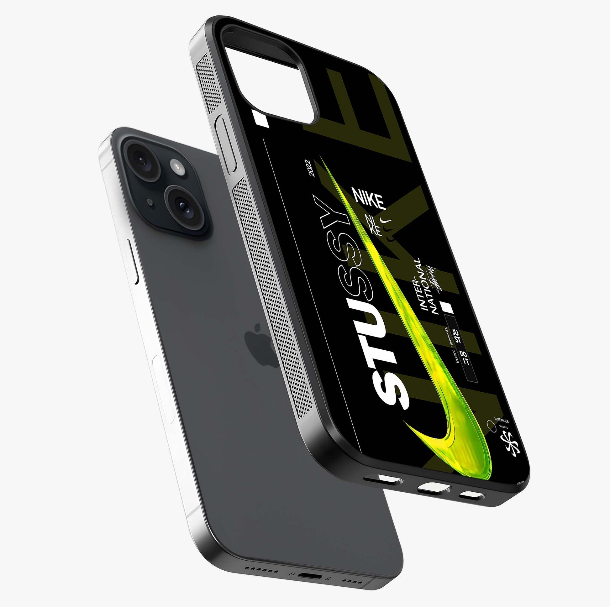 Neon Street Edition Glass Case laid diagonally highlighting side profile, edges and glossy glass shine.
