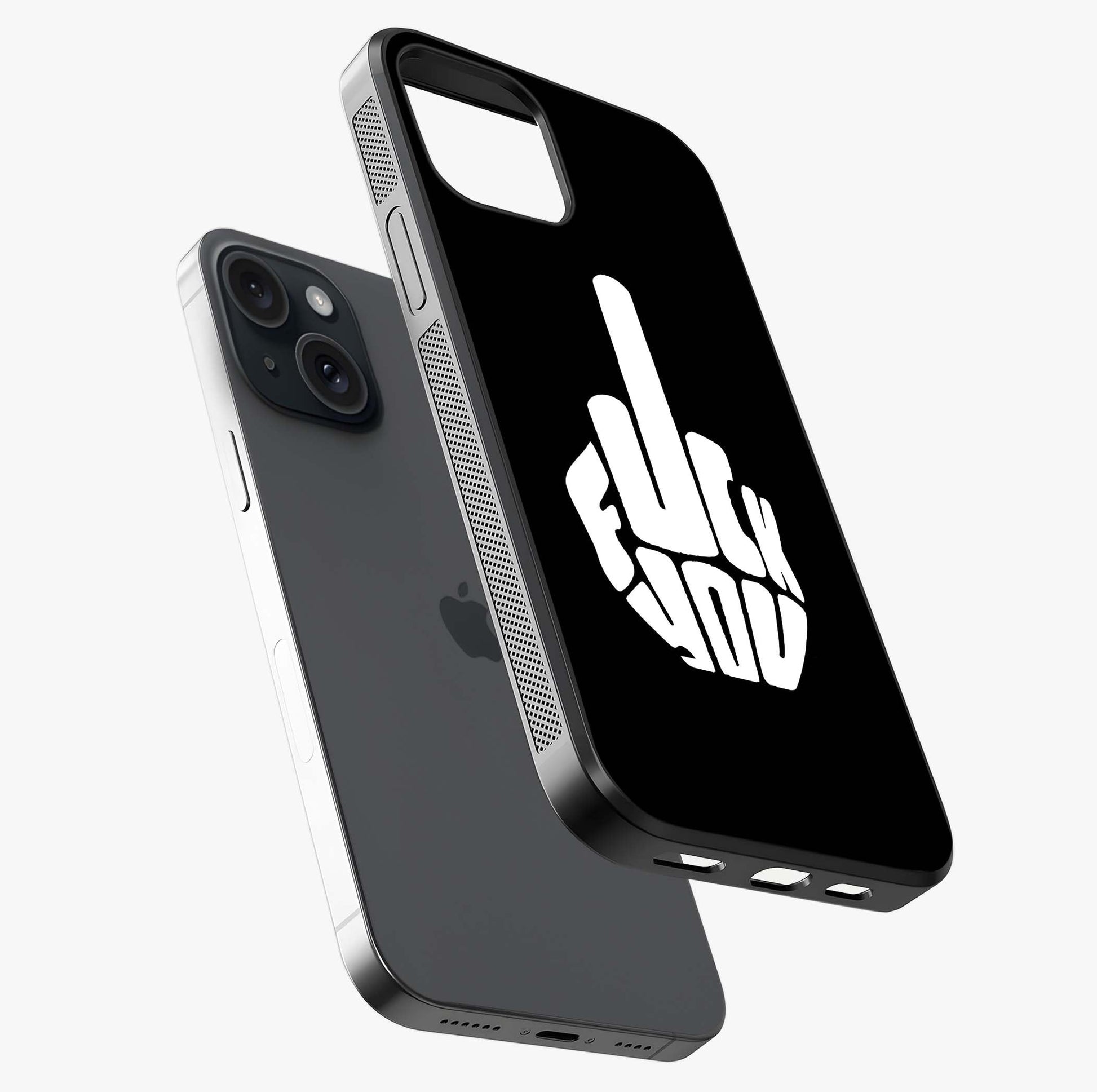 Rebel Mode On Glass Case laid diagonally highlighting side profile, edges and glossy glass shine.