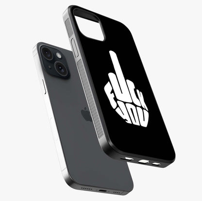 Rebel Mode On Glass Case laid diagonally highlighting side profile, edges and glossy glass shine.