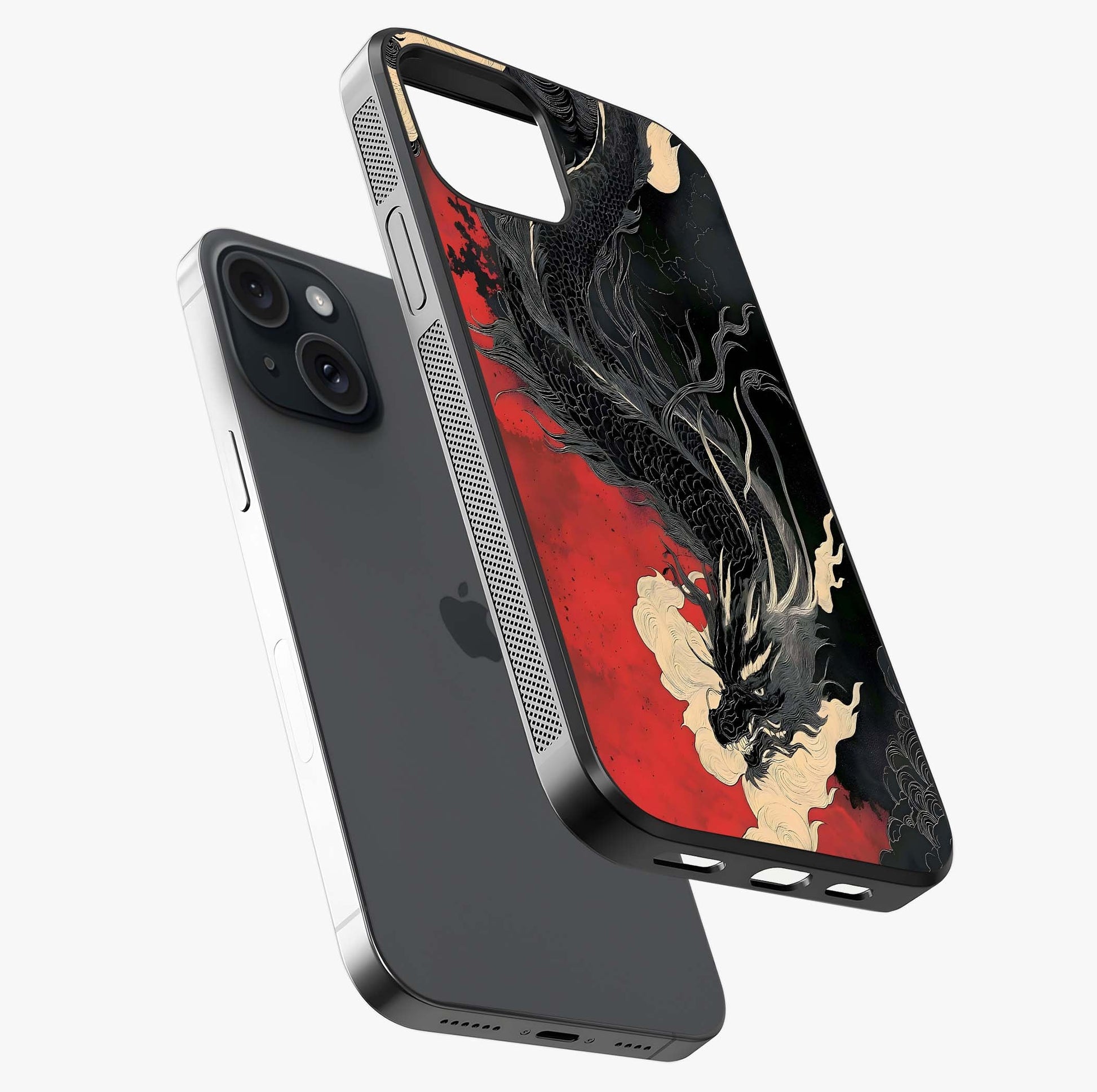 Shadow Dragon Fury Glass Case laid diagonally highlighting side profile, edges and glossy glass shine.