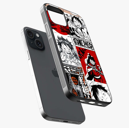 Strawhat Chaos Panels Glass Case laid diagonally highlighting side profile, edges and glossy glass shine.