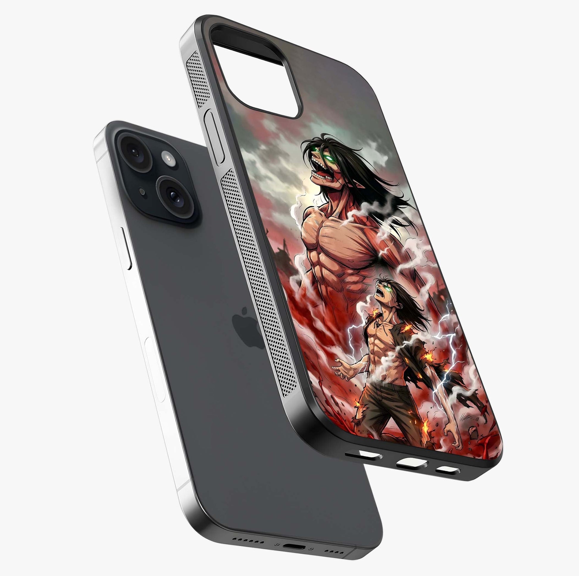 Titan Awakening Fury Glass Case laid diagonally highlighting side profile, edges and glossy glass shine.