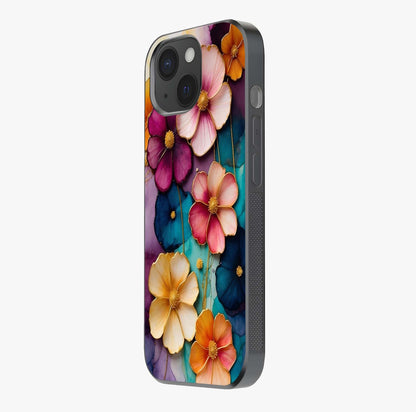 Artlyn Grace Flower Pattern Glass Case photographed in natural light showing reflective finish and design depth.