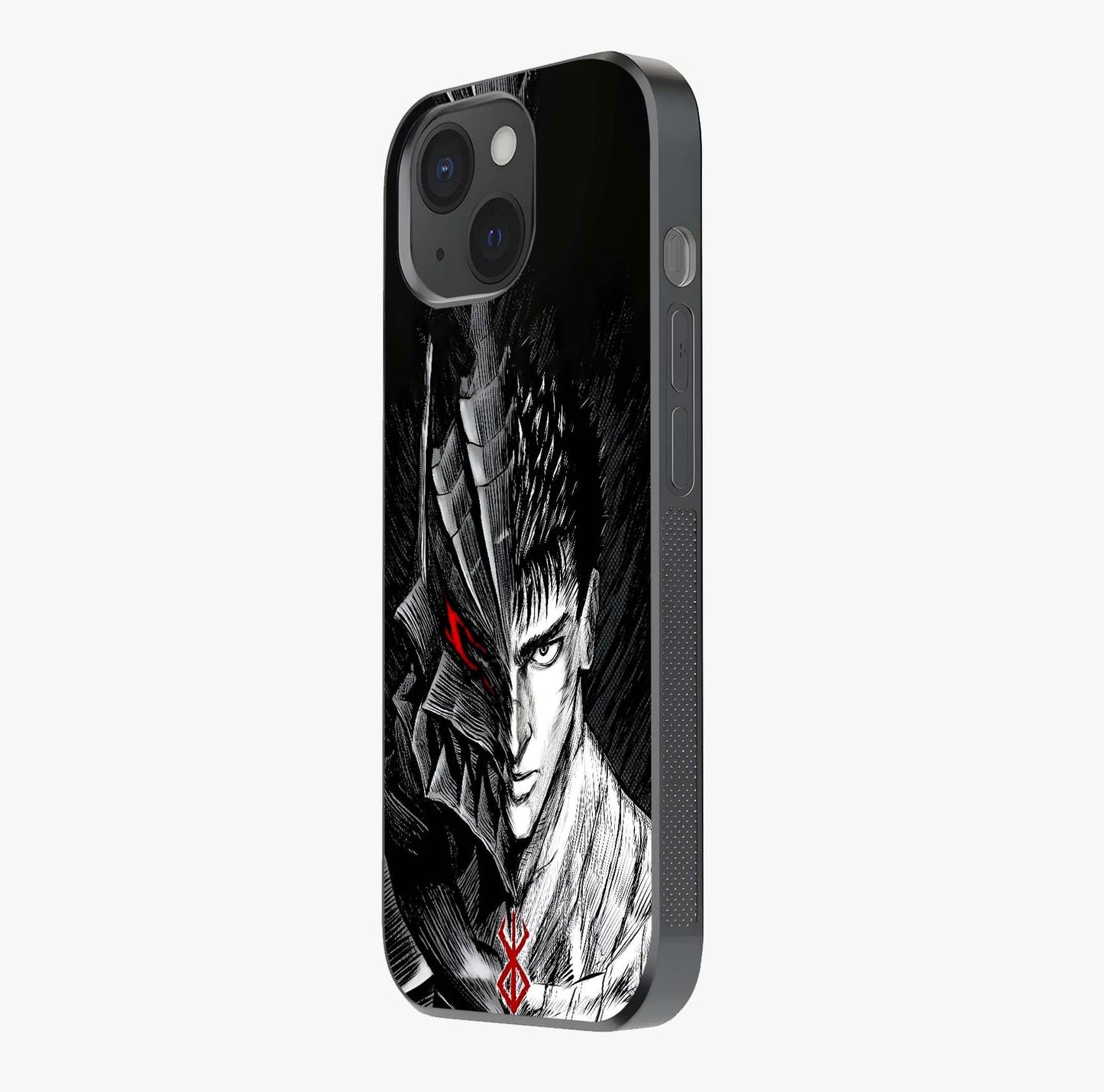 Berserker Blood Oath Glass Case photographed in natural light showing reflective finish and design depth.