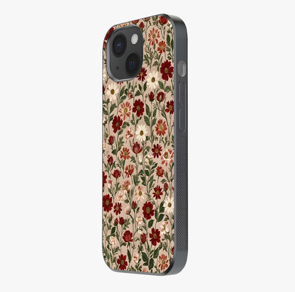 Biege Flower With Leaf Glass Case photographed in natural light showing reflective finish and design depth.