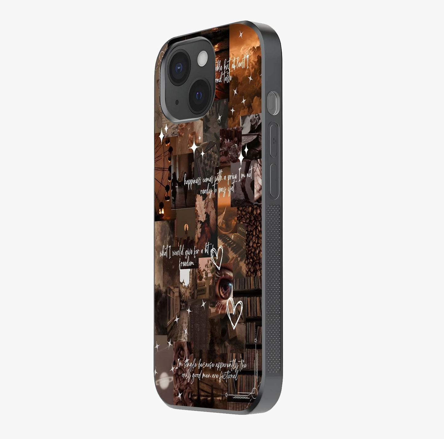 Bittersweet Aesthetic Chaos Glass Case photographed in natural light showing reflective finish and design depth.