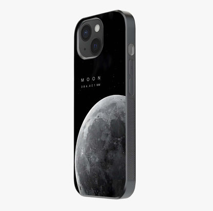 Cosmic Moon Glow Glass Case photographed in natural light showing reflective finish and design depth.