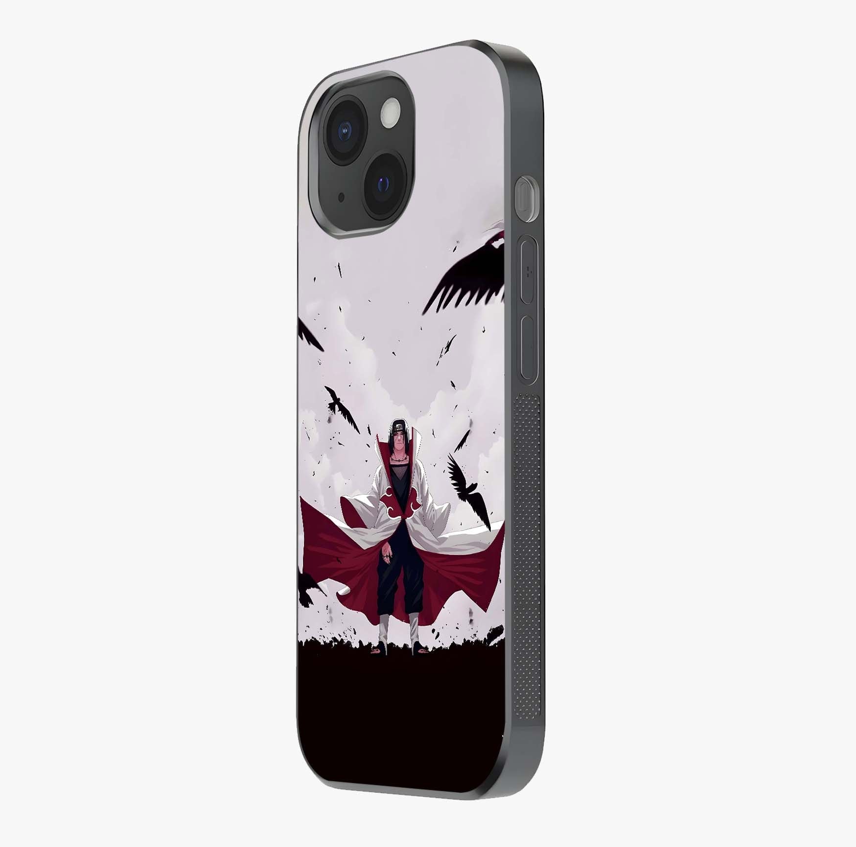 Crimson Crow Ascension Glass Case photographed in natural light showing reflective finish and design depth.