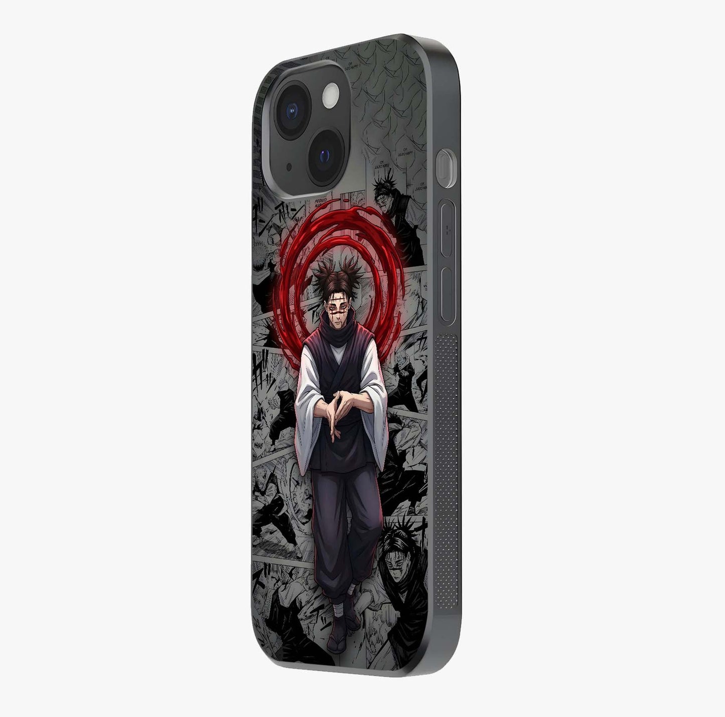 Cursed Ritual Ascension Glass Case photographed in natural light showing reflective finish and design depth.
