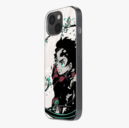 Demon Slayer Glass Case photographed in natural light showing reflective finish and design depth.