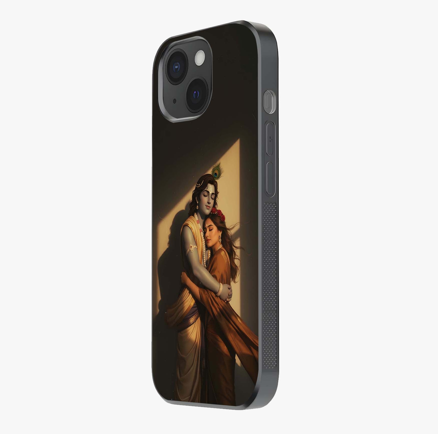 Divine Eternal Love Glass Case photographed in natural light showing reflective finish and design depth.