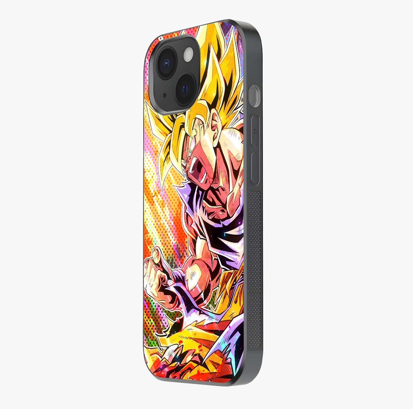 Firing Goku Glass Case photographed in natural light showing reflective finish and design depth.