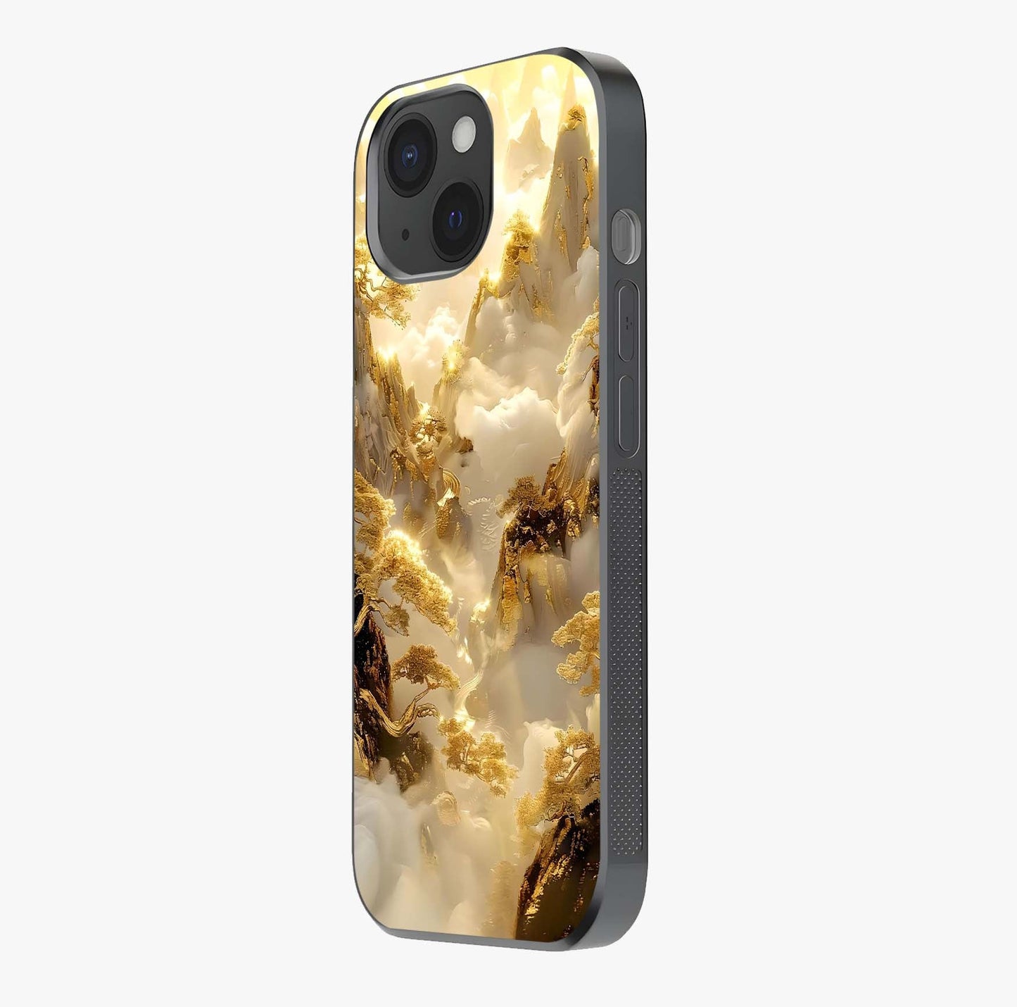 Gates Of Illumination Glass Case photographed in natural light showing reflective finish and design depth.