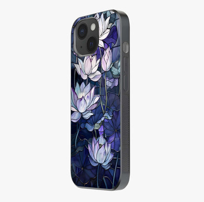 Gloss Petal Rush Glass Case photographed in natural light showing reflective finish and design depth.