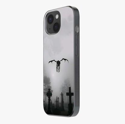 Graveyard Shadow Descent Glass Case photographed in natural light showing reflective finish and design depth.