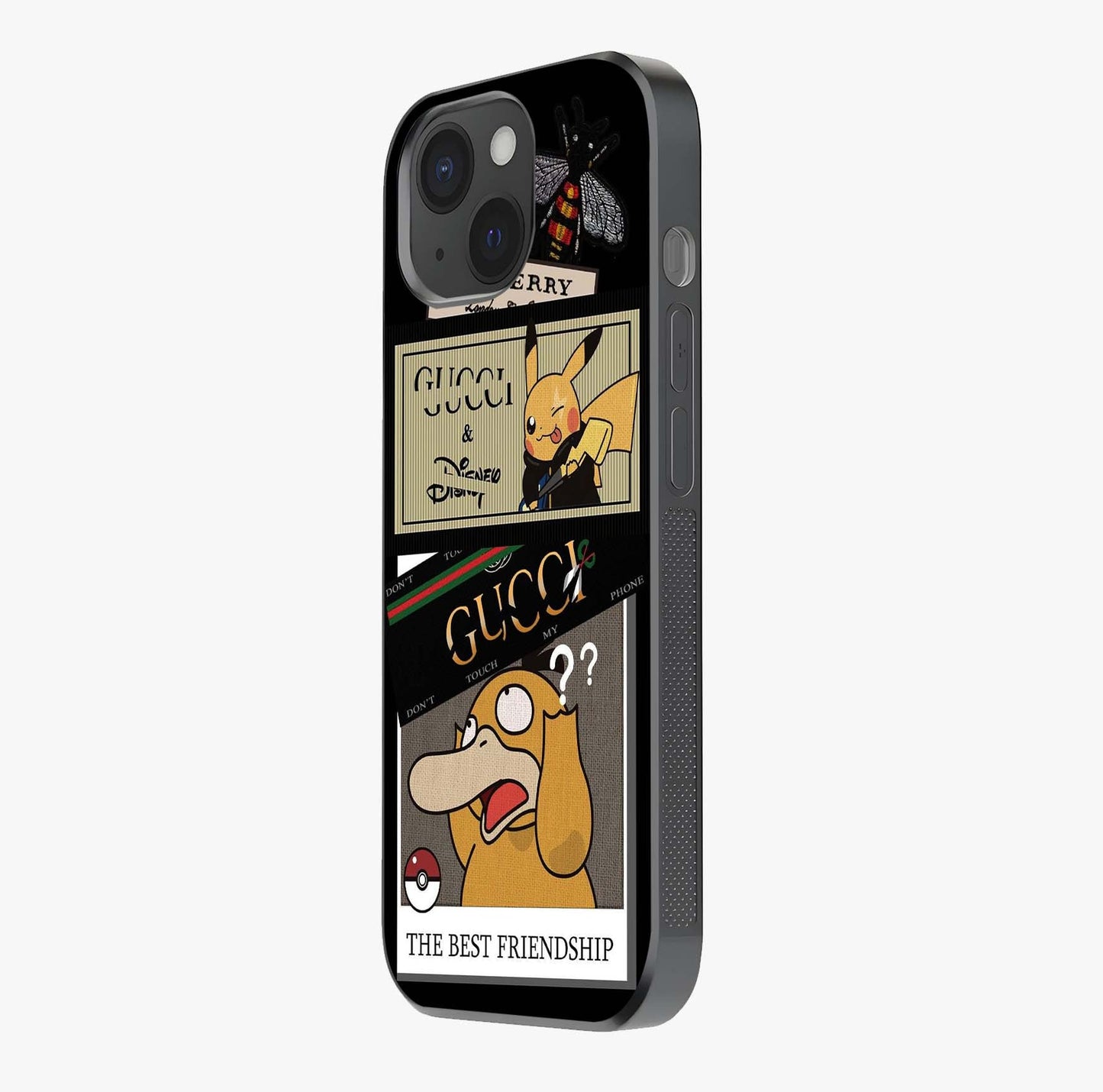 Gucci Play Mashup Glass Case photographed in natural light showing reflective finish and design depth.