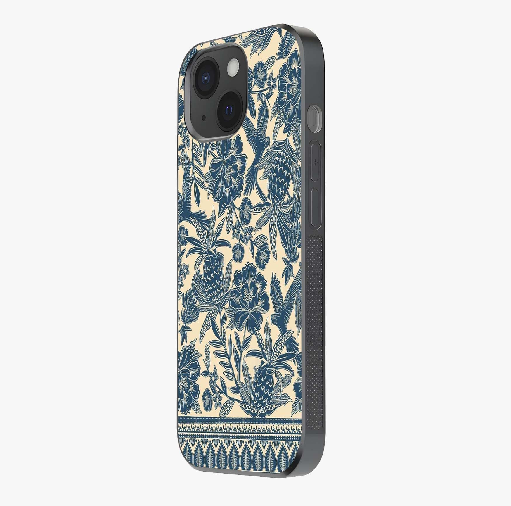 Heirloom Wild Bloom Glass Case photographed in natural light showing reflective finish and design depth.