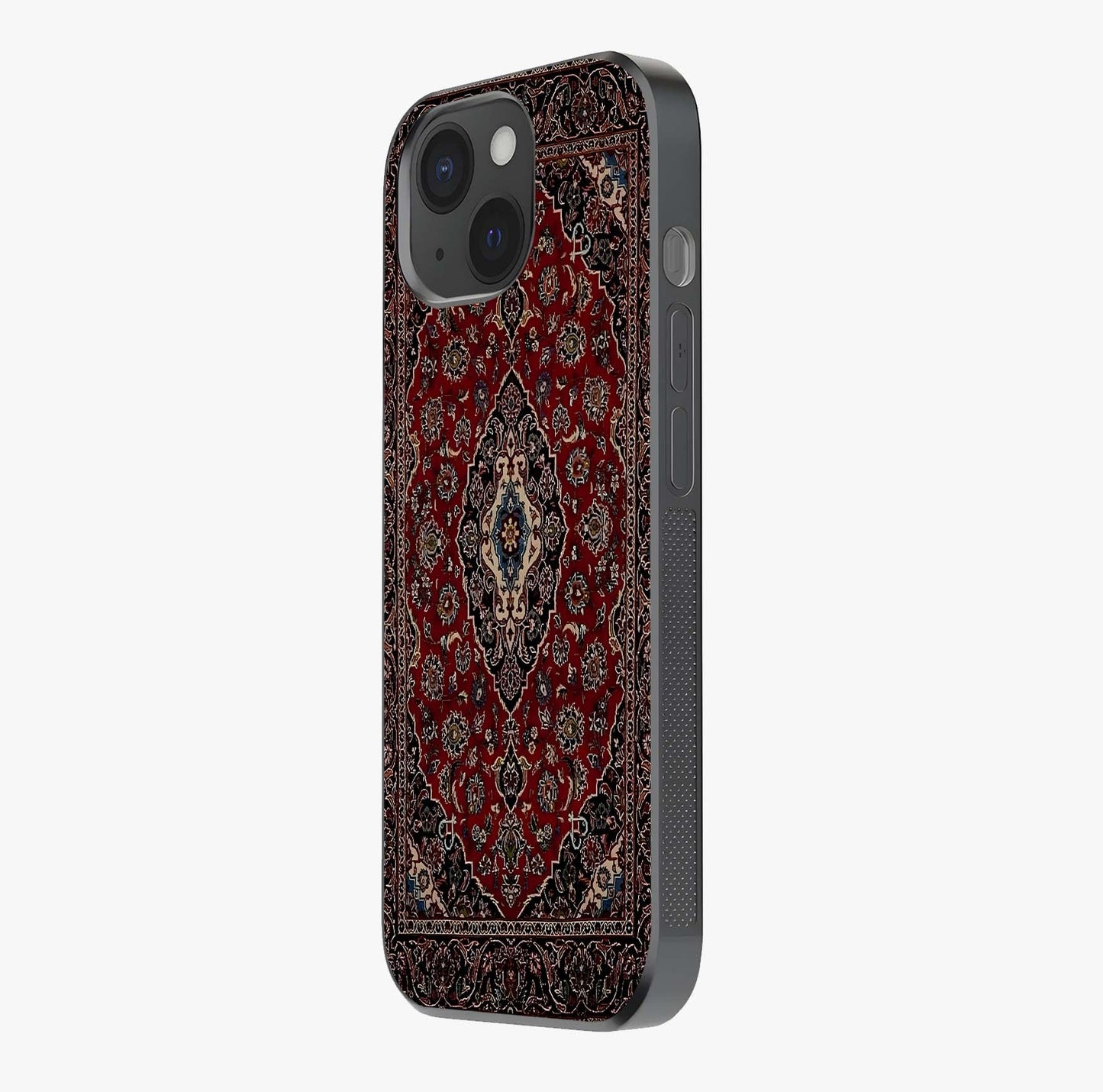 Heritage Carpet Royale Glass Case photographed in natural light showing reflective finish and design depth.